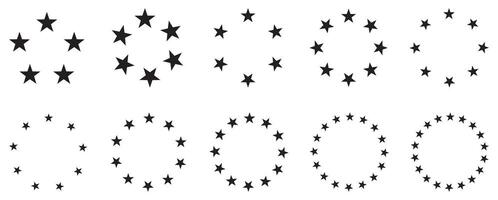 Set of various star circle patterns in black vector
