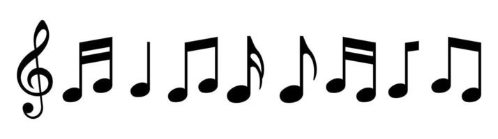Musical notation symbols with black notes and clef vector