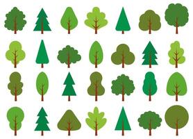 Colorful collection of stylized trees in various shapes and shades vector
