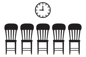 Five silhouette chairs and clock for minimalist design vector