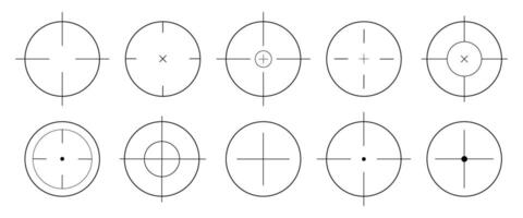 Set of 10 black and white target reticles for precision and accuracy vector