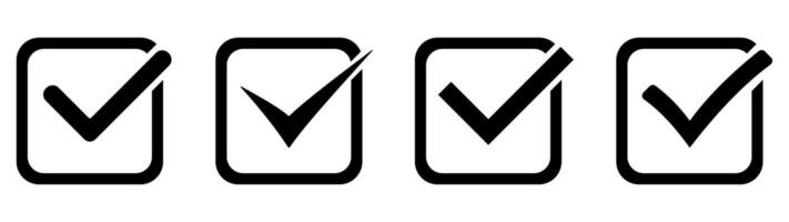 Four black check marks in square boxes vector