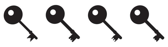 Four black key silhouettes in a row on a white background vector
