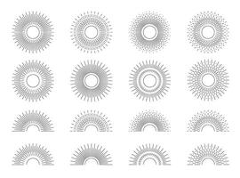 Minimalist sunburst line art pattern with geometric sun motifs vector