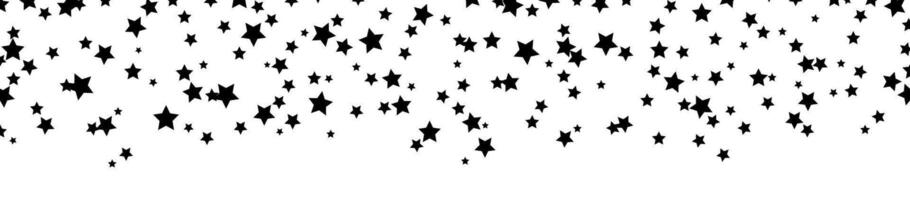 Black stars pattern. Chaotic elements. Seamless confetti stars background. vector