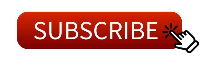 Red subscribe button with clicking hand icon for online engagement vector