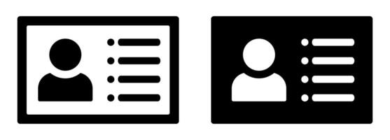 Simplified icons of identification cards with profile and information elements vector