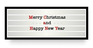 Merry christmas and happy new year greeting card with festive text design vector