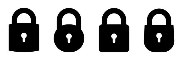 Black lock icon various padlock designs with keyholes vector