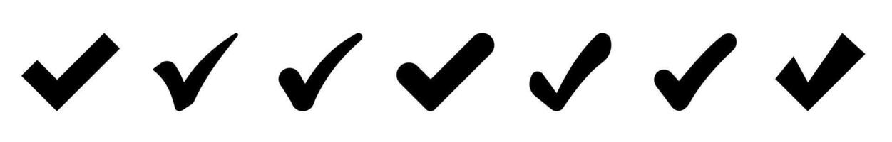 Black check marks icon set vector