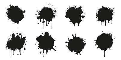 Various black ink splatter shapes dripping abstract design vector