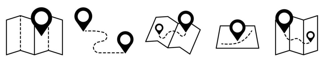 Map navigation icons simple location symbols vector