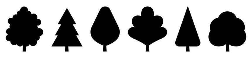 Silhouette collection of different tree shapes for design and creativity vector