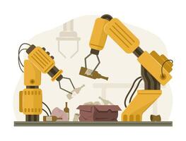 Waste Sorting by Robot System in Industry for Waste Management and Recycle Concept Illustration vector
