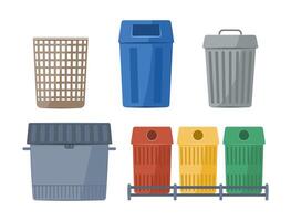 Set of Trash Can and Garbage Bin for Waste Management and Recycle Concept Illustration Clip Art vector