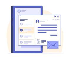 Smartphone Screen with Email Notification Application for Wireless Network Connection Technology Concept Illustration vector