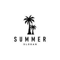 summer with minimalist beach summer logo concept with palm tree and ocean concept symbol template vector