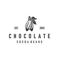 simple cocoa bean logo plant design symbol retro vintage concept of cocoa garden as an of a business or product brand template vector