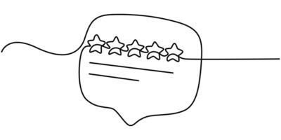 Five stars drawn in one continuous one line drawing vector