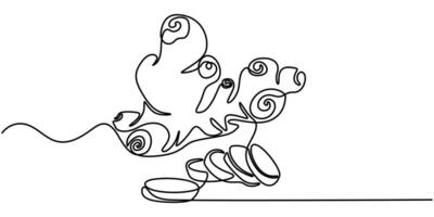 Single continuous one line drawing ginger vegetable concept vector