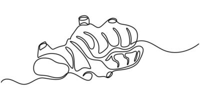 Single one line drawing ginger vegetable concept continuous line draw design graphic illustration vector