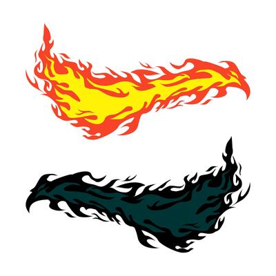Flame Decal Design Classic Red Yellow and Dark Green Fire Graphics for Vehicle Stickers, Motorcycle or Car Custom Art