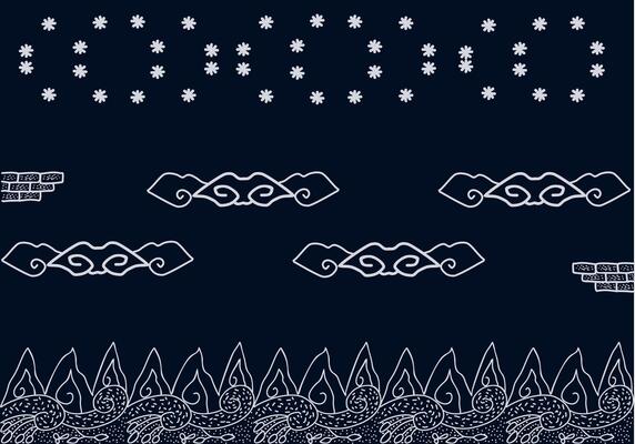 collection of old tribe seamless patterns in dark background. the combination design is unique, featuring a variety of intricate shapes and repetitive motifs, perfect for use for textile manufacture