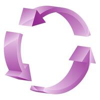 3D realistic illustration of circle of three arrows symbol of refresh or reboot vector