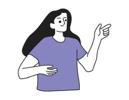 Woman Pointing Confidently with a Smile vector