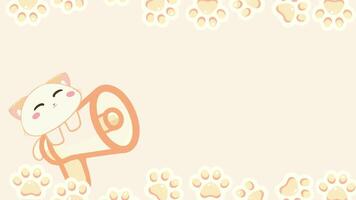a cartoon cat with a megaphone and paw, Looping animation video