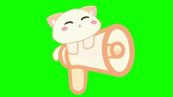 a cartoon cat with a megaphone, Looping animation video