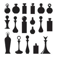 Various perfume bottles and bottles on a white background vector
