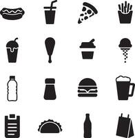 Fast food icons set on white background vector