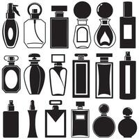 A collection of perfume bottles and bottles vector