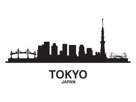 Tokyo Skyline Silhouette with Skytree and Rainbow Bridge vector