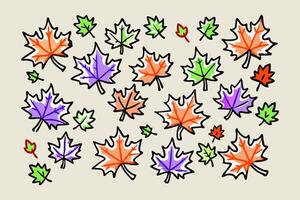 Hand-drawn seamless background featuring red and white maple leaves in various doodle styles. Perfect for Canada Day designs, posters, packaging, or fabric patterns vector