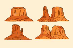 set of desert rock formations in cartoon style vector