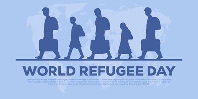 world refugee day horizontal banner illustration in flat design vector