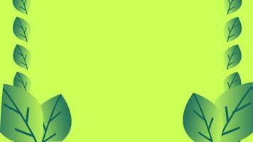 Stylized tall green leaves rise from the bottom edges of a lime background, forming a simple and organic visual margin design video