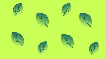 Individual green leaves are scattered on a soft yellow background, creating a minimal and natural design that evokes freshness and calm video