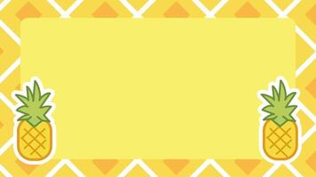 This image features a decorative pineapple-themed frame on a soft yellow background, evoking warmth and a sense of joyful tropical fun video