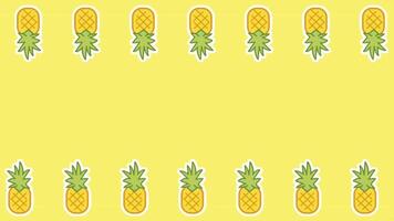 Two horizontal rows of pineapples and greens on a white background, providing a clean and decorative design with a rhythmic balance video