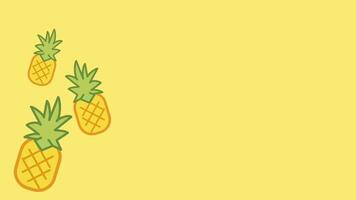 A cheerful layout of floating pineapples on a faded yellow background, giving a modern, airy, and fresh summertime aesthetic to the scene video