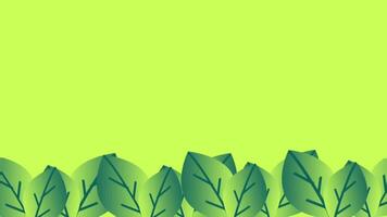 Green tropical leaves line the bottom of a bright lime background, offering a grounded and natural border ideal for fresh visual compositions video