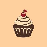 a cupcake with a cherry on top vector