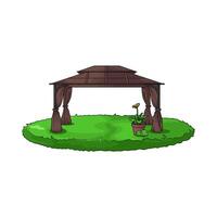 illustration of Gazebo Canopy with Frame and Fabric vector