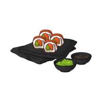 illustration of Salmon and Cucumber Sushi Roll vector