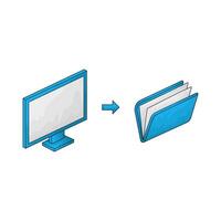 illustration of a computer with folder vector