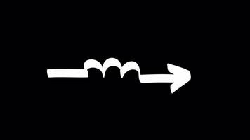 Animated grunge scribble arrow with coiled spring effect on transparent alpha channel video