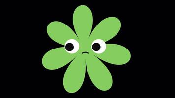 Loopable animation frame of a green flower cartoon showing a sad emotion, ideal for stickers, motion graphics videos. video